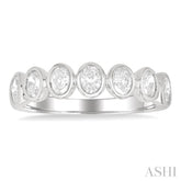 1.00 Ctw 7-Stone Bezel Set Oval Cut Diamond Fashion Band in 14K White Gold